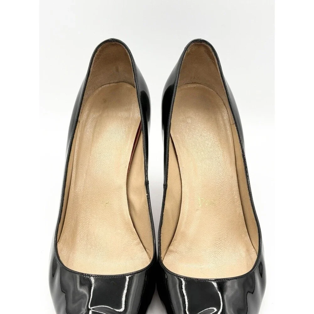 Christian Louboutin Black Patent Leather Pointed Toe Stiletto Heels Size EU 36.5